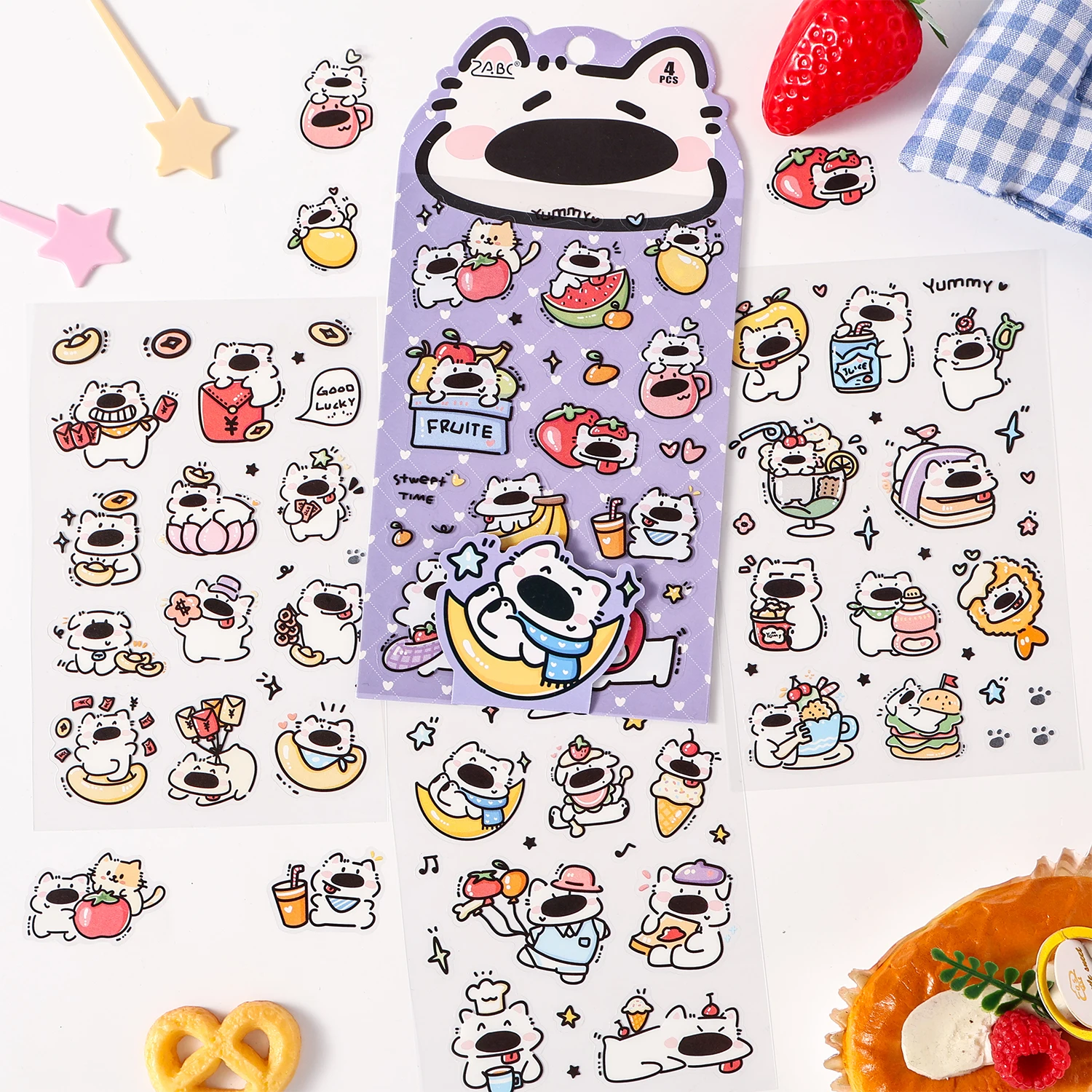 4sheets Cute Dog Companion Series Fun Cartoon Decoration Die Cut Stickers DIY Scrapbook Aesthetics Stationery Stickers