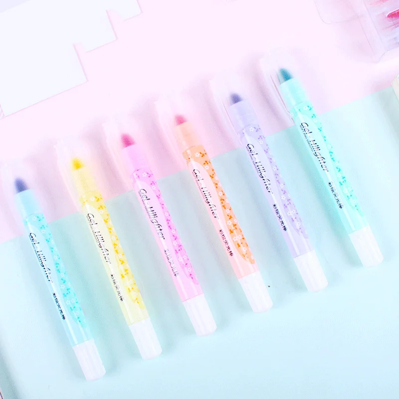 6 Buah/Set Gel Alkitab Pena Highlighter Tanpa Berdarah Berbagai Macam Warna Penanda Alkitab Lucu Studi Alkitab Jurnal Perlengkapan Sekolah Pastel