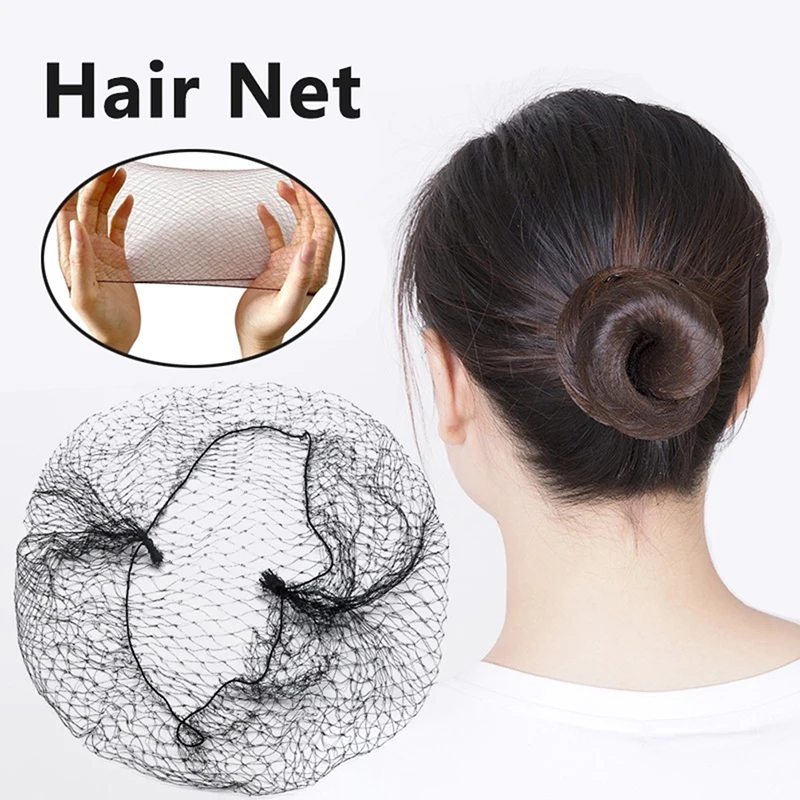 50Pcs Hair Net Black Elastic Bundle Hair Invisible Hairnet Mesh Bun Hair Net 30/50/60CM Hair Accessories