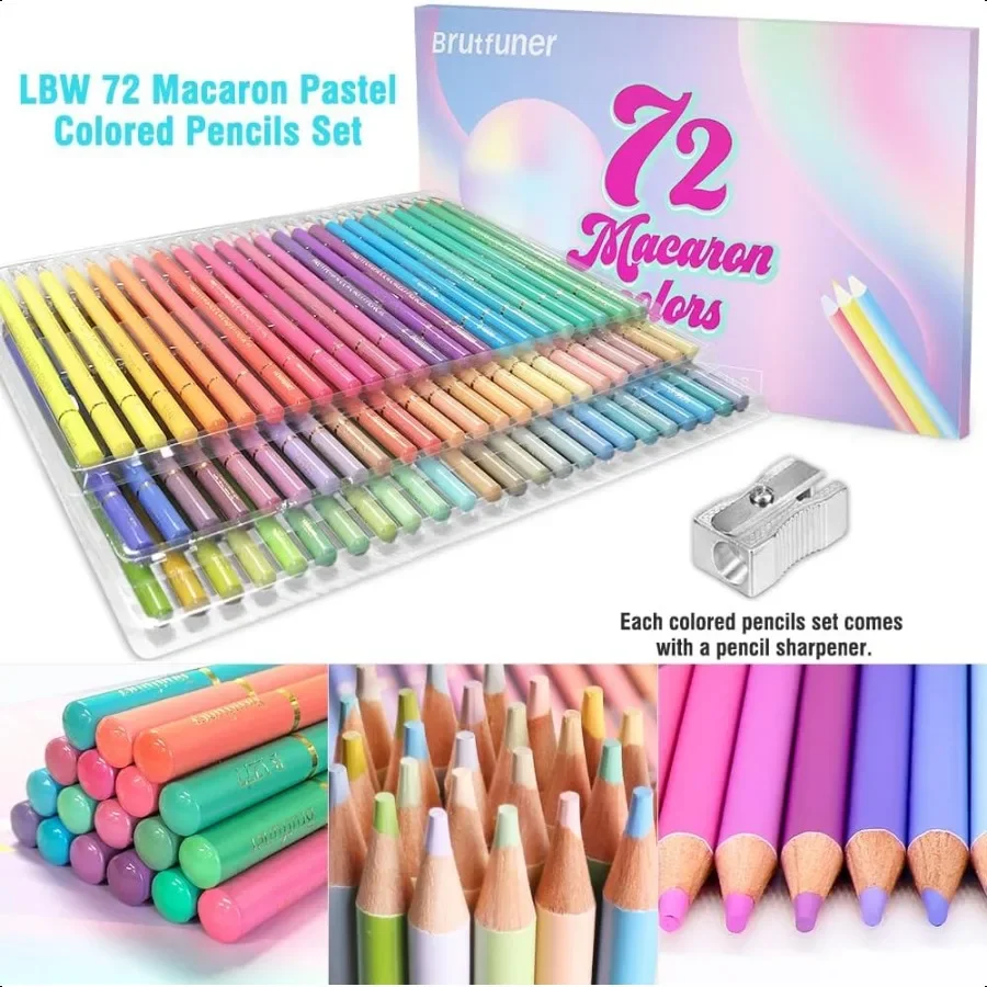 مجموعة أقلام رصاص ملونة باستيل مكونة من 72 أون، ألوان أرون أساسية ناعمة للبالغين، كتب تلوين للمبتدئين، رسم تظليل المزج