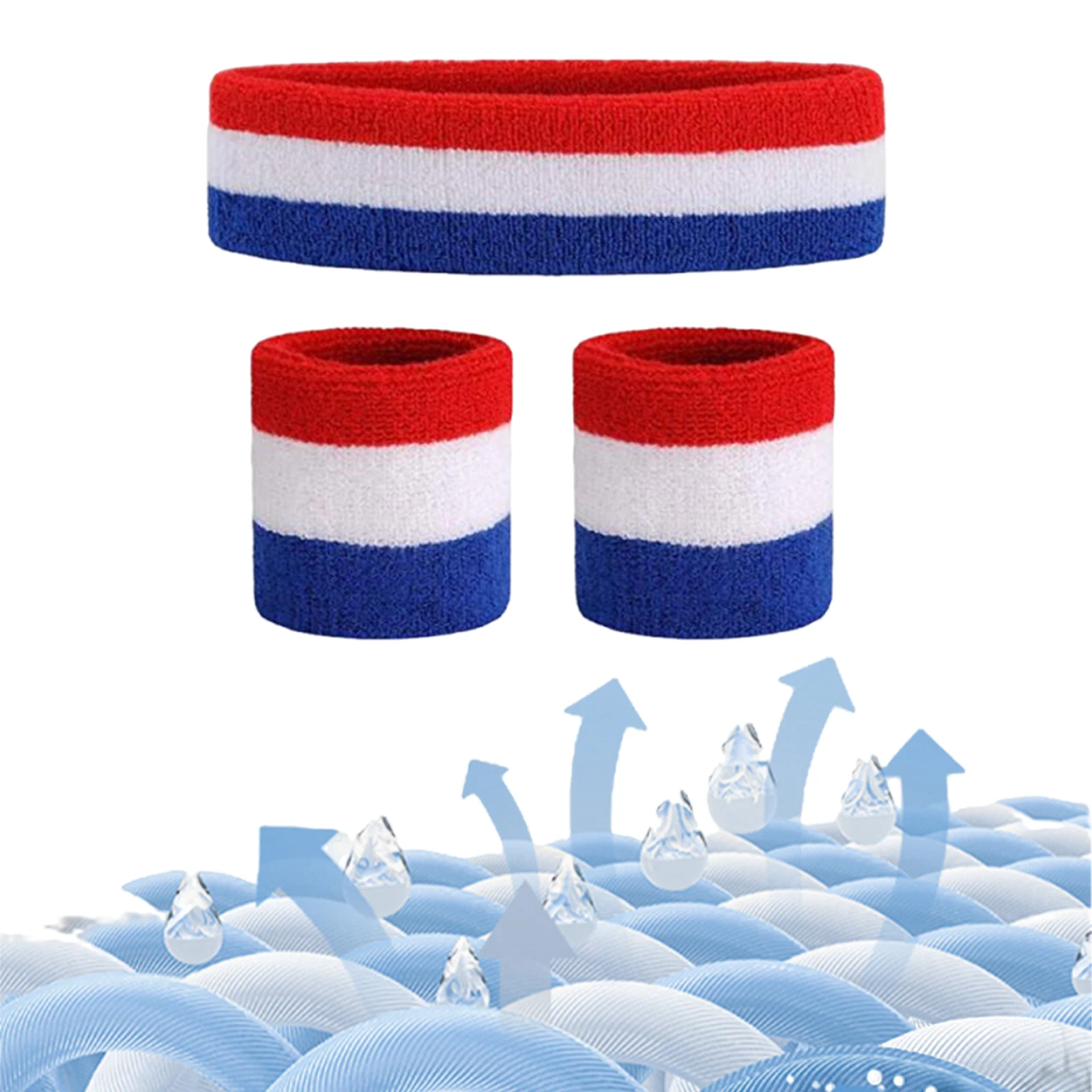 Sweatband Set Striped Sports Headband Wristband Set Sweat Wristband Headband Set for Tennis Basketball Football Gym Working Out