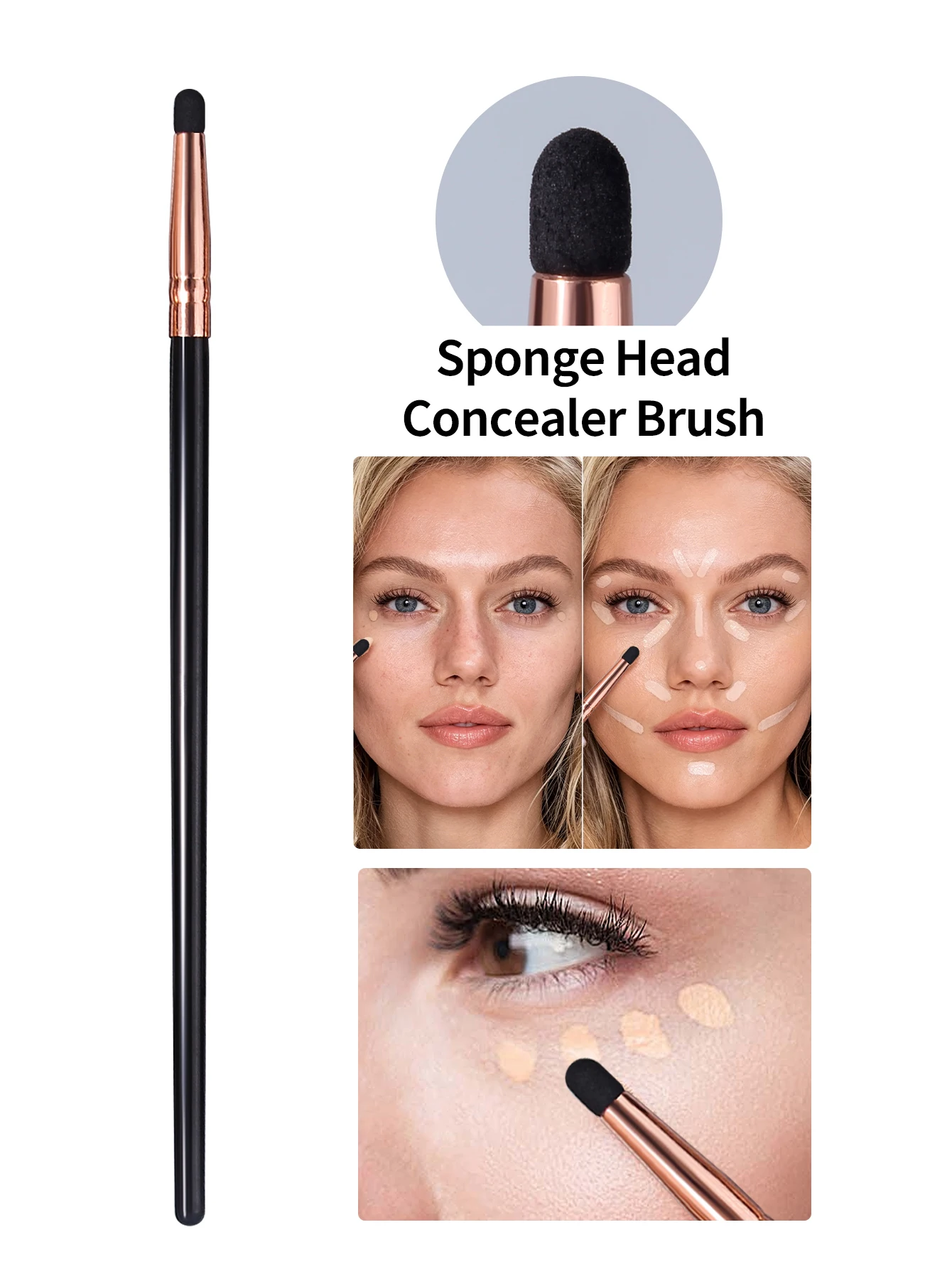 1 Stück/6 Stück Schwamm-Make-up-Pinsel-Set, Unisex, Concealer-/Lidschatten-/Tränenrinnenpinsel für flüssiges und cremiges Make-up, ideales Kosmetikgeschenk – Detail 5