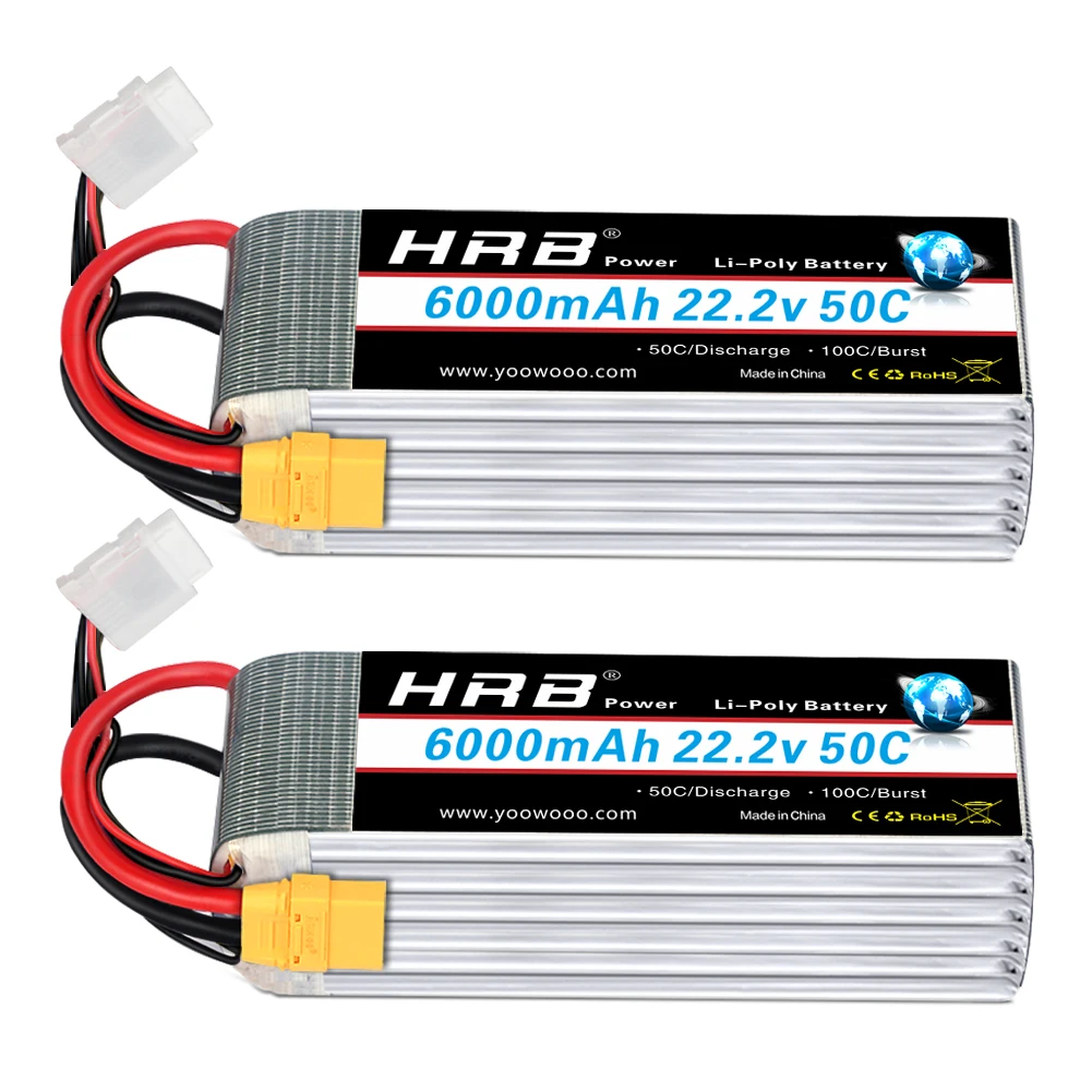 2PCS HRB 22.2v 5000mah 6000mah 4000mah 3300mah 6S Lipo Batterij 50C 60C Met XT60 XT90 EC5 Connector voor RC vliegtuig helikopter