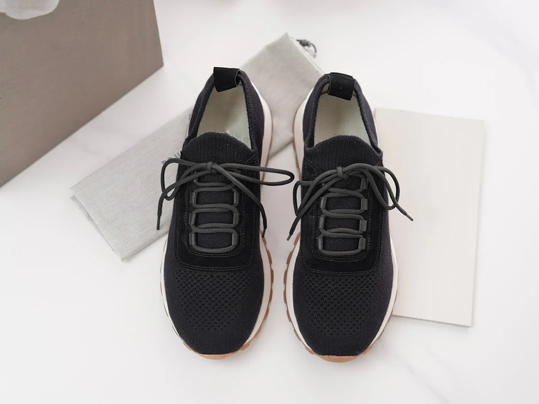 New Knitted Breathable Sneakers For Men, Lace‑Up Platform Flat Casual Shoes, Round Toe Summer Daily Walking Footwear_vogvips.com