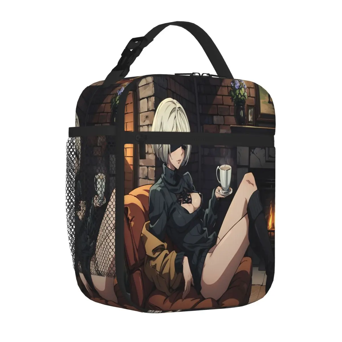 Bestselling 2B Nier Automata Mens Style Canvas Lunch Bag Safari Lunch Cooler Lunch Bag