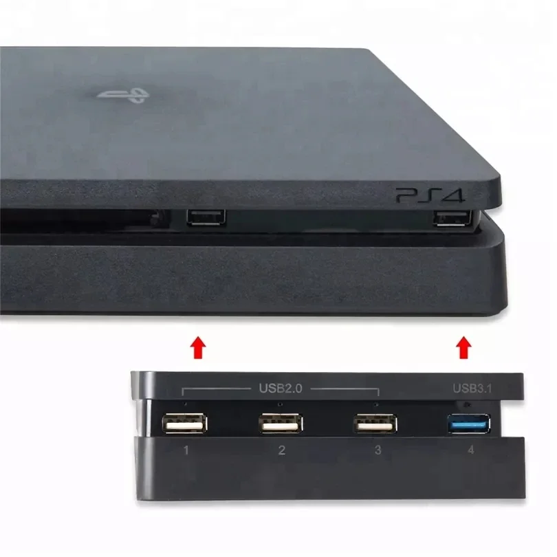 لمحول PS4 النحيف لوحدة التحكم PS4 النحيفة USB2.0 موسع TP4-821 4 في 1 USB 3.0 عالي السرعة