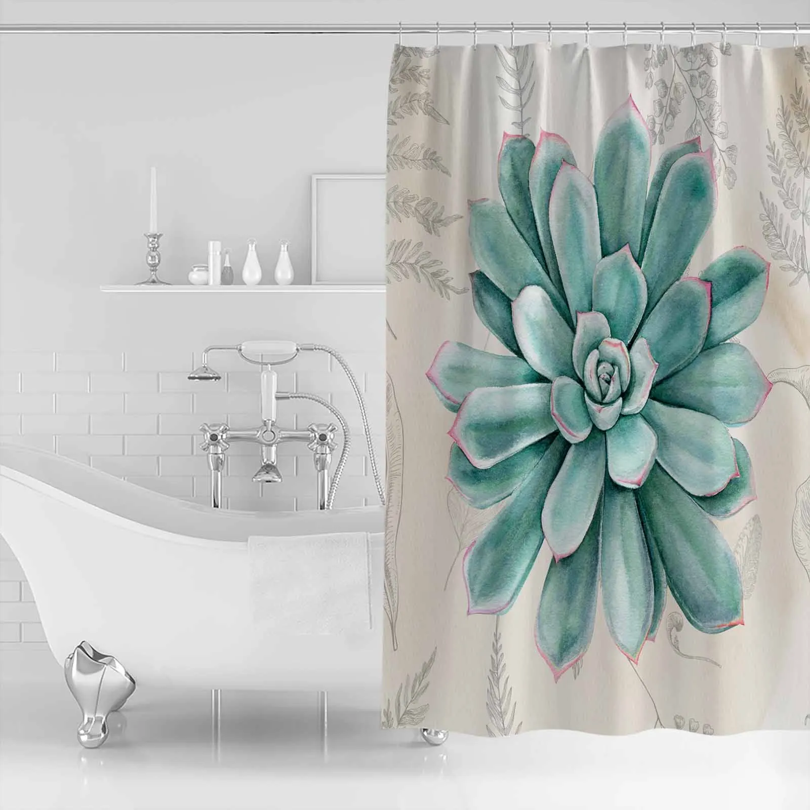 

Винтажные суккуленты, занавески для душа, водонепроницаемые занавески для ванной, домашний декор, современная роскошная занавеска для ванной