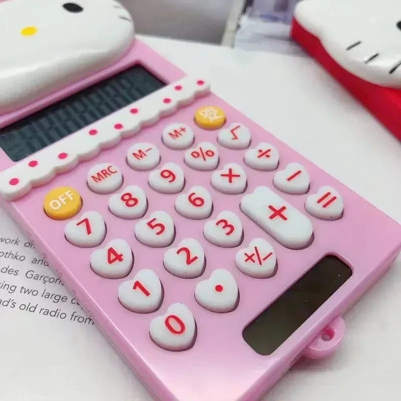 Hello kitty Kawaii Sanrio New Cartoon Portable Computer Push Cover Palm Calculator Girl Cute Learning Electronic Computer Gifts