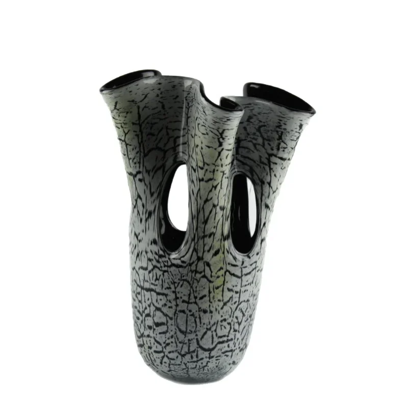 Modern simple irregular hollow fission glass vase hotel model room creative art home decoration ornament