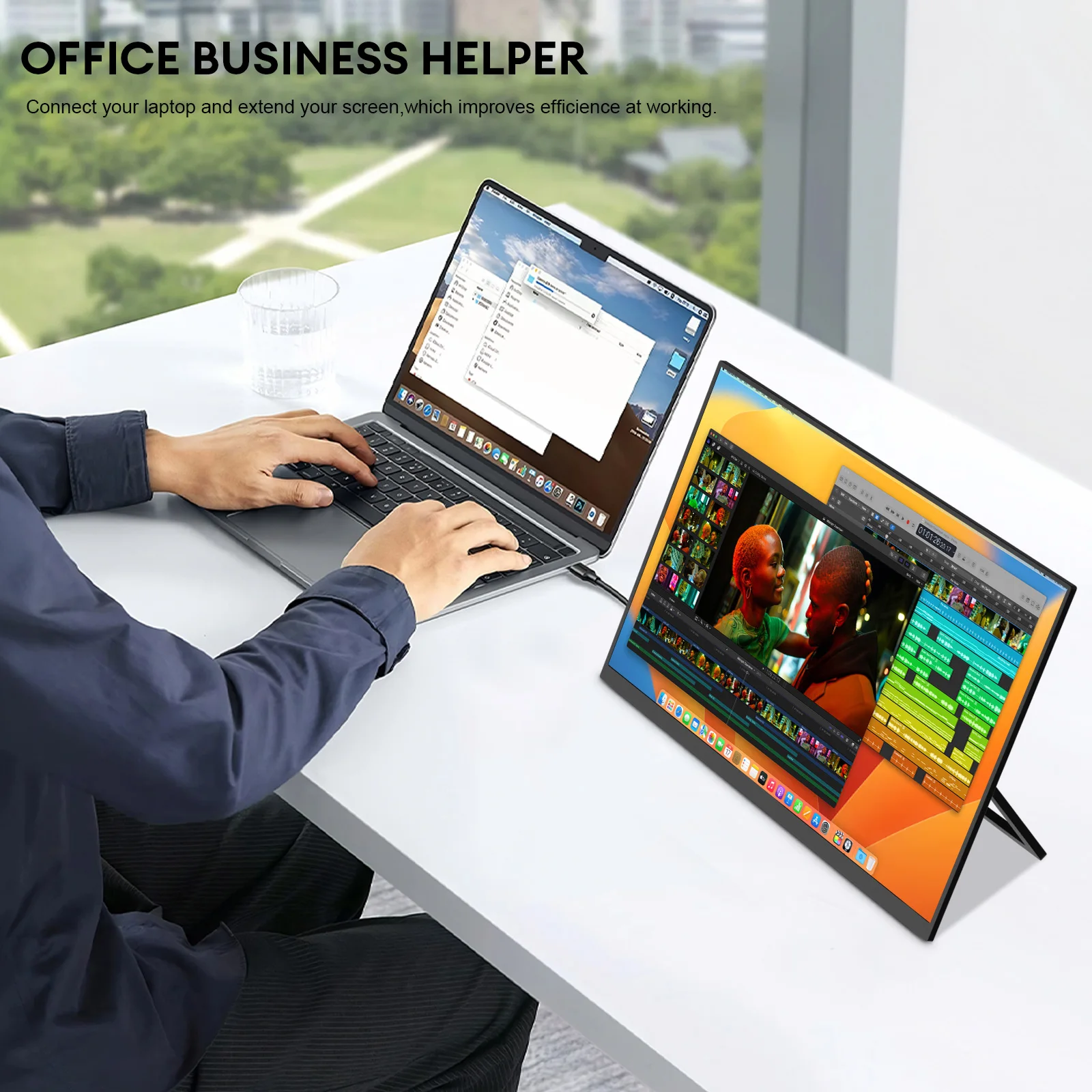 شاشة ZEUSLAP مقاس 18.5 بوصة 1920*1080P 100 هرتز HDMI Type C للألعاب المحمولة للهاتف، NS، PS5، XBOX، PC، شاشة تمديد الكمبيوتر المحمول #5