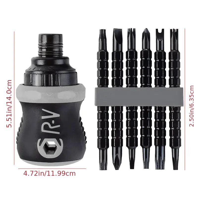 Double-head Screwdriver Ratchet Screw Driver Kit CRV Telescopic Detachable Shaped Short Handle Cross Triangle Head Repair Tool
