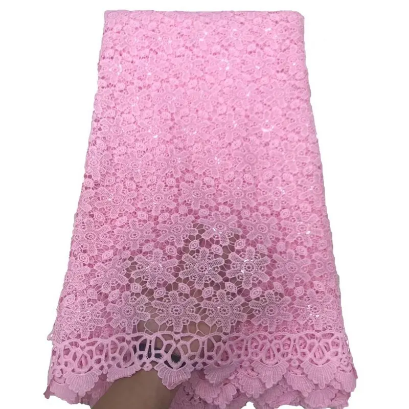 

Fashionable Soft Embroidered Guipure Lace 5 Yards Pink African Traditional Cupion Inspired Fabric Sewing Garment TS1246