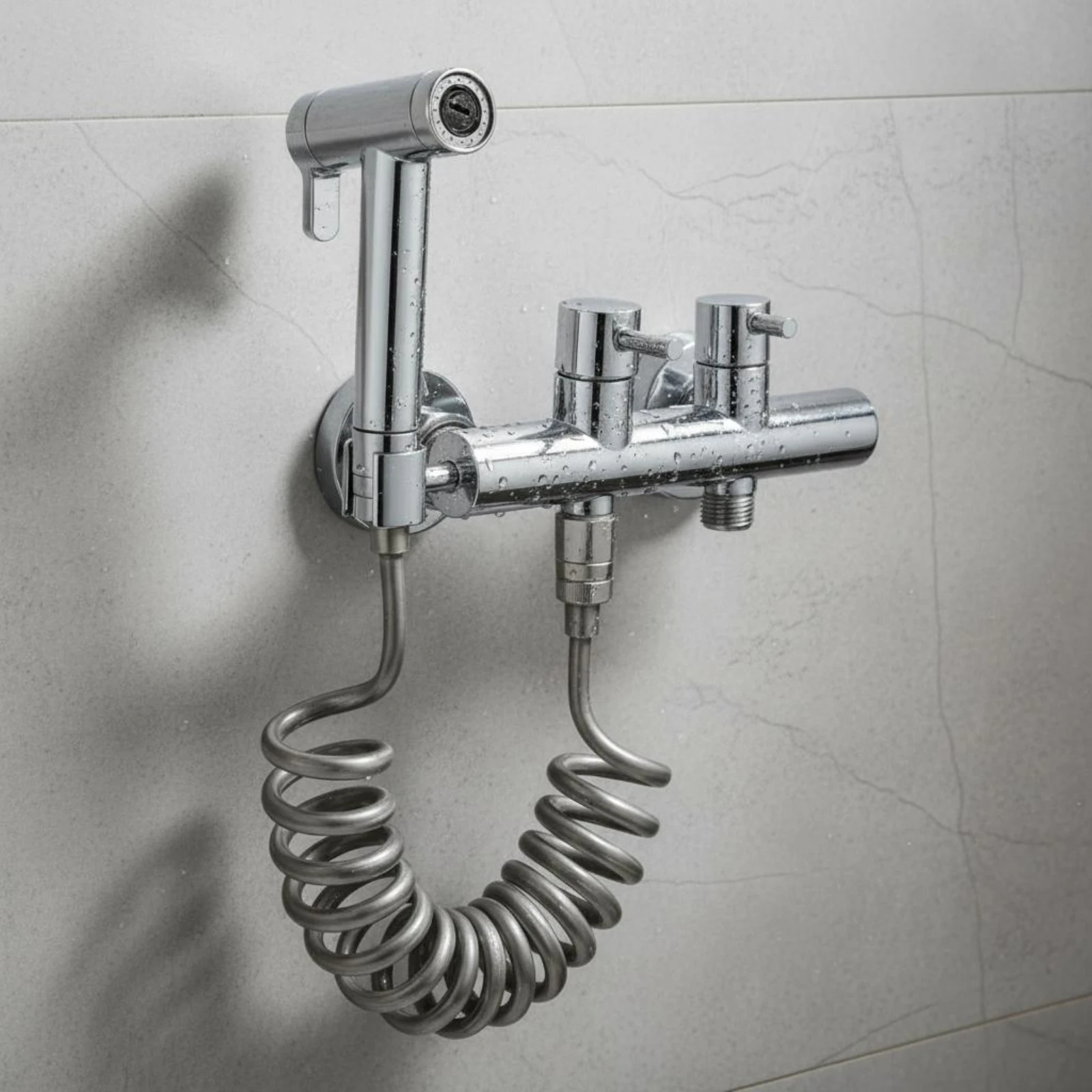 doubleControl Bidet Sprayer Copper Body Hot and Cold Bidet Sprayer Bathroom Fixture Flexible Hose Easy Installation
