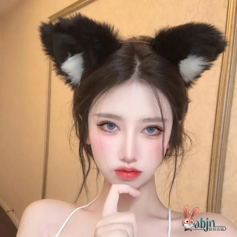 

Cute Ear Hairband Fem Cartoon Plu Sensation Hair Accory Maidservant Hair Clip Exaggerated Photoaphy Hairband