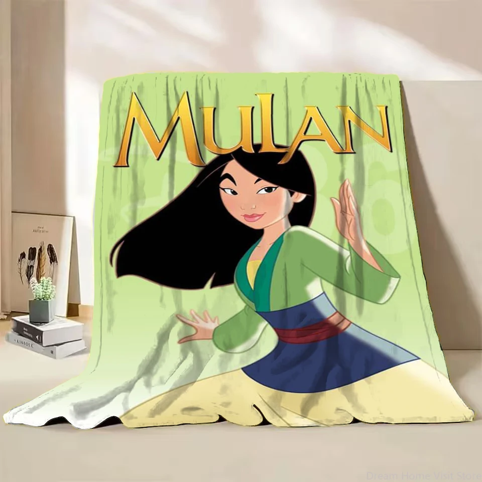 Disney Mulan Cartoon Flannel Throw Winter Blanket for Bedroom Bed Sofa Lunch Break Picnic Travel Blankets Baby Soft Gifts MINISO