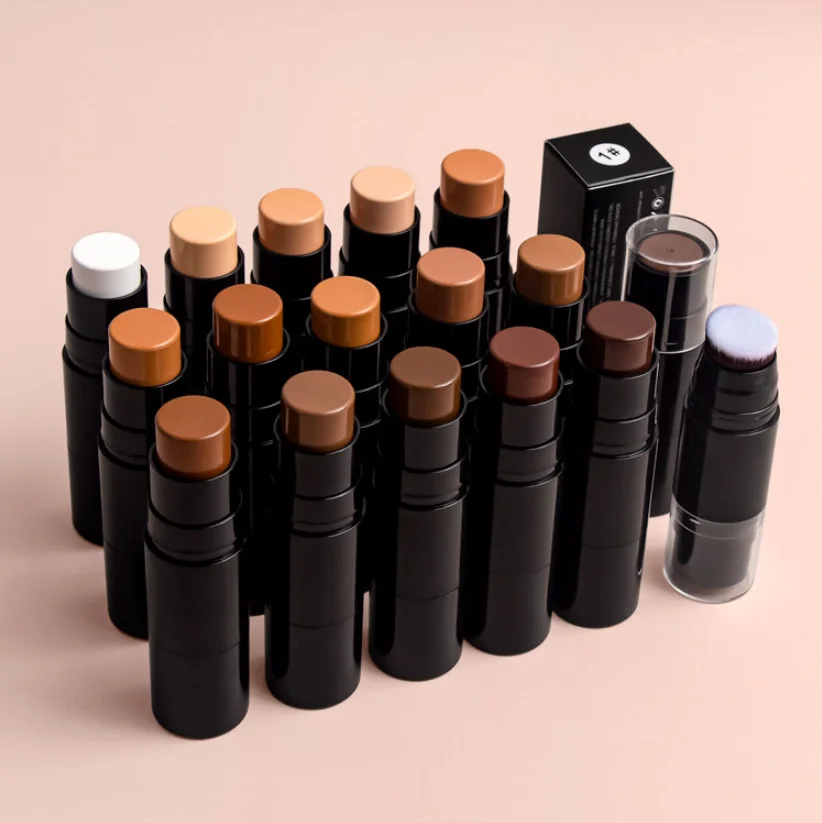 Makeup Concealer Stick Private Label Creamy Black Makeup Stick Mineral Ingredient Face Concealer Contouring in One With Brush