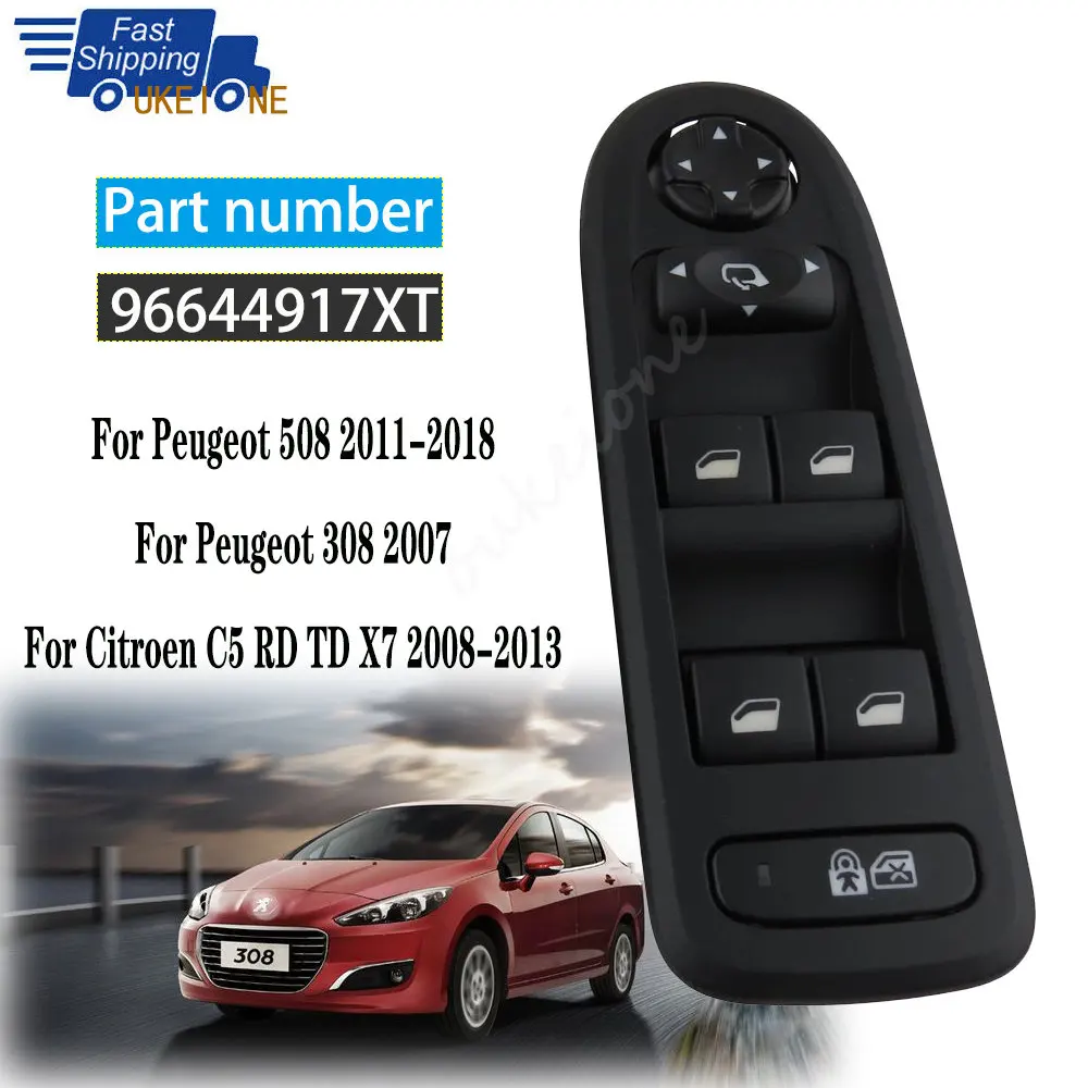 

96644917XT For Peugeot 308 508 Citroen C5 RD TD X7 2008-2013 Electric Window Lifter Switch Mirror Control Button Car Accessories