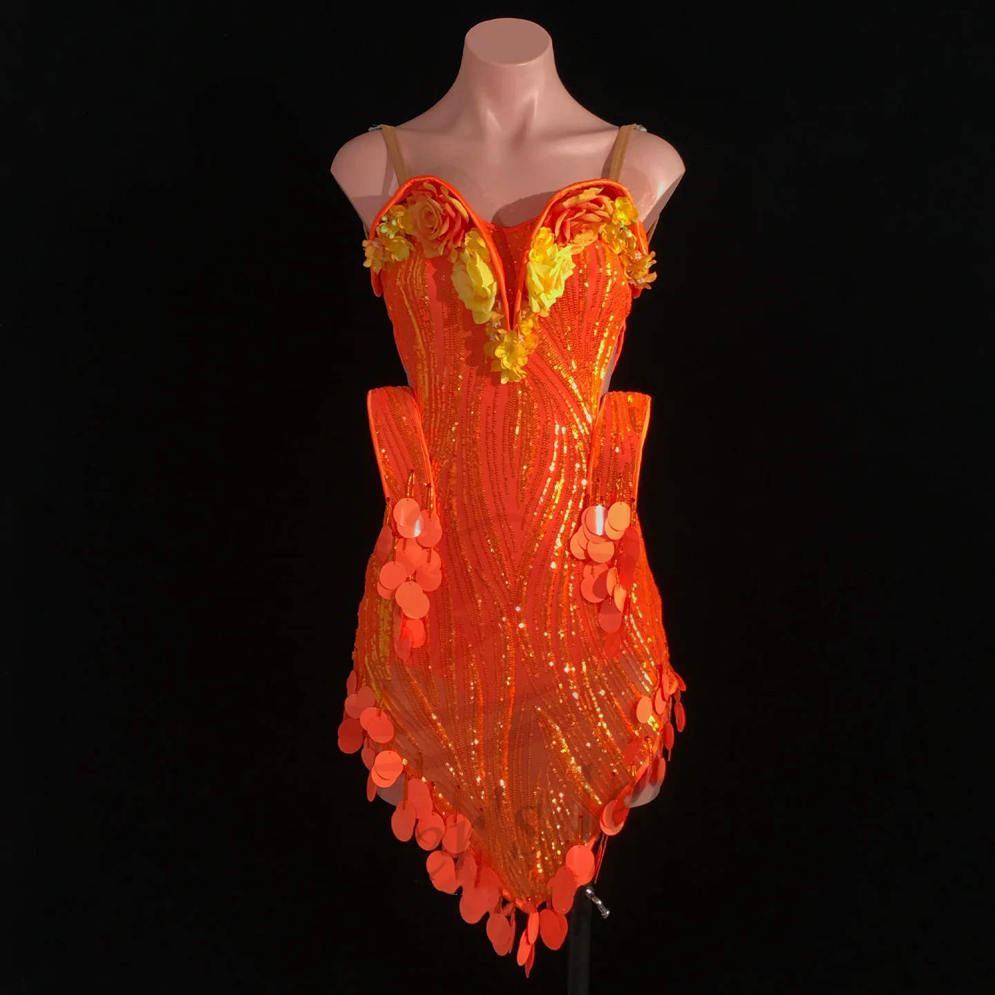 Latin Dancers, Adults, Children, High-End Customized Three-Dimensional Flower Sequins, Black Pool AB Stone Practice Race Dress