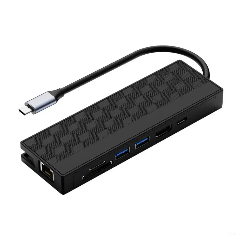 T5EA USB C Hub 7 in 1 adattatore con Gigabit Ethernet MultiMedia 4K30Hz e PD100W ricarica 2xusb3.0