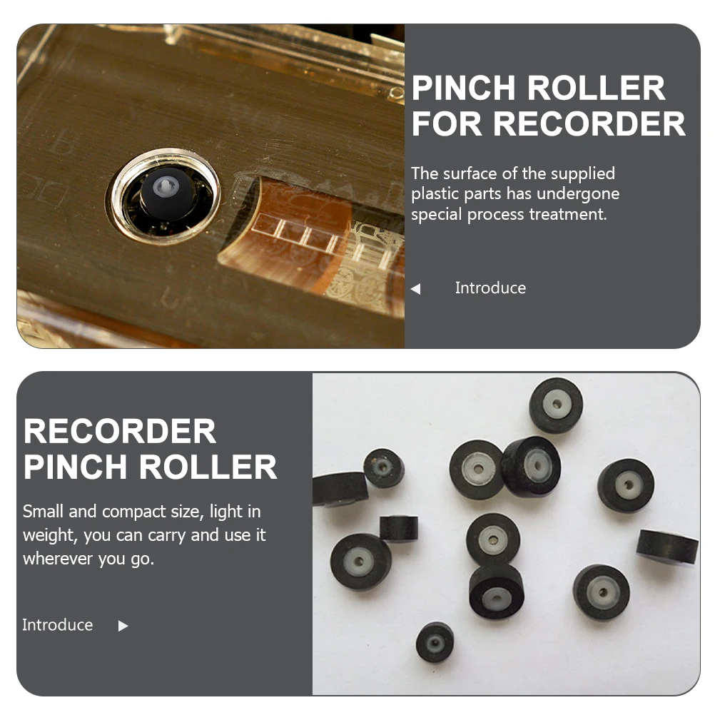 

2pcs Pinch Roller for Recorder Repair 12x6 3x11 5x1 5 with Axis Accessories for Audio Video Cassette Playback Machine