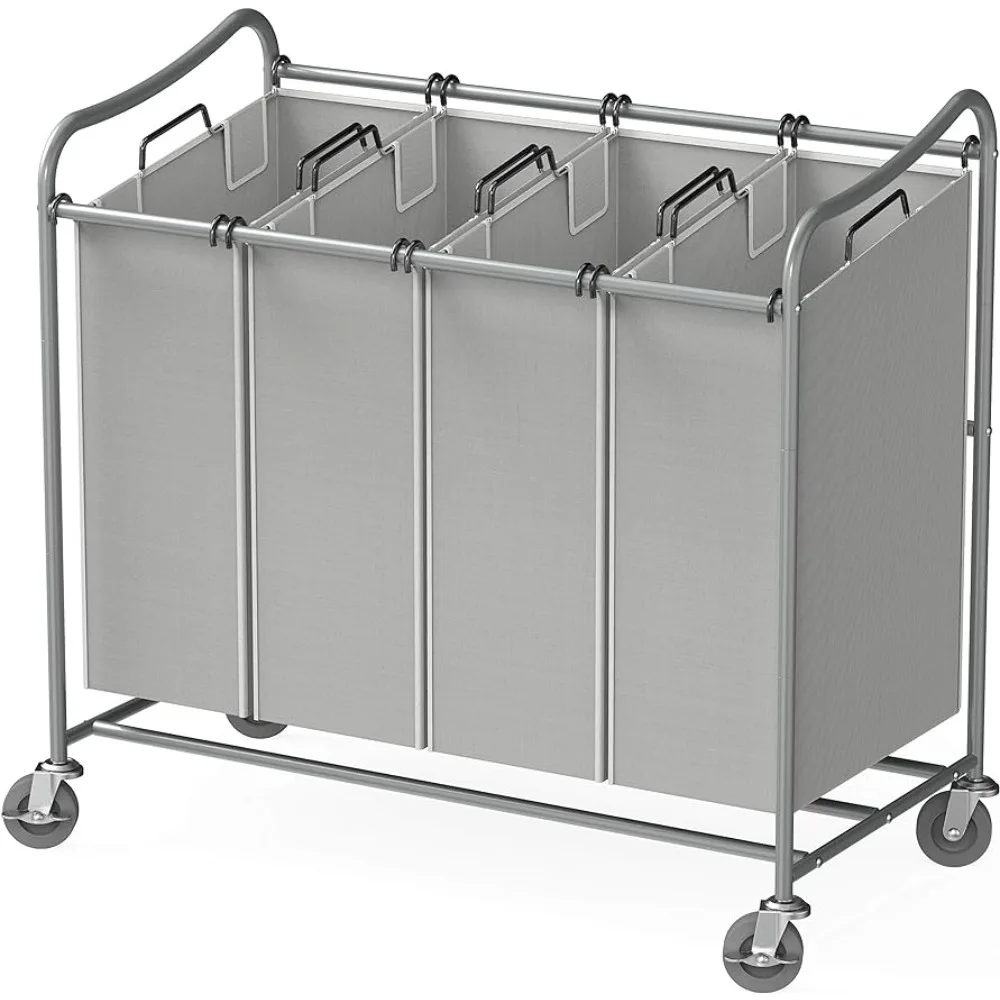 

SimpleHouseware 4-Bag Heavy Duty Laundry Sorter Rolling Cart, Silver Sturdy frame Durable bag Easy to clean