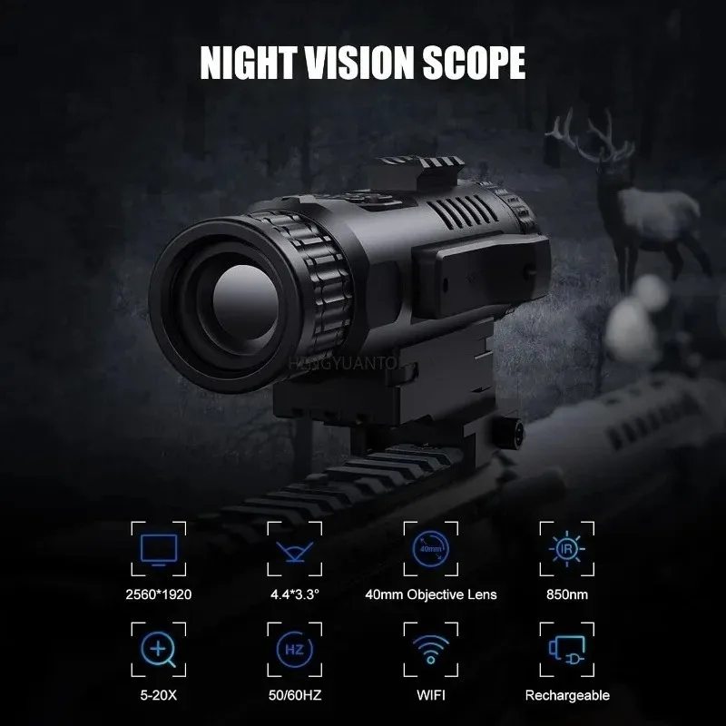 Qia zi Digital Night Vision 2560x1920 Resolution 5-20X  HD Day Night Optics for Hunting  Wildlife Observation