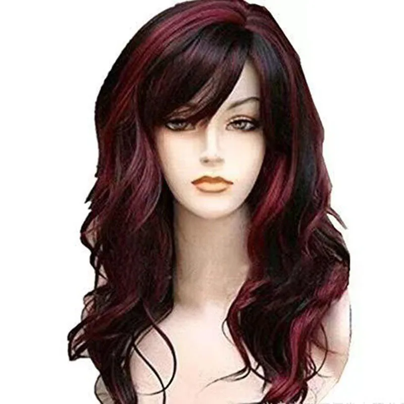 Multiple Designs For Women's Slanted Bangs In Different Colors And Medium To Long Wigs, Nature