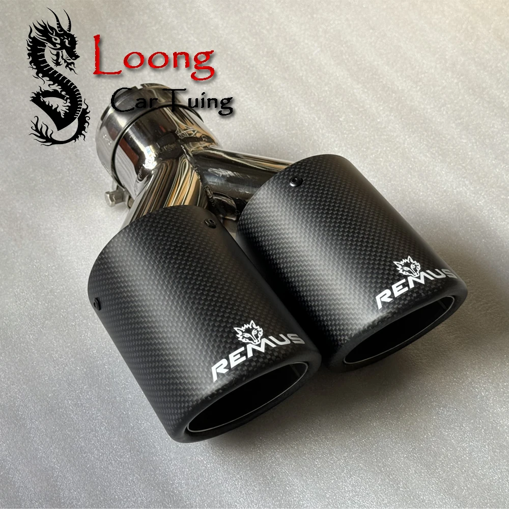 Higher Quality Remus Dual Exhaust Tips Matte Carbon Fiber Stainless Steel Double Exhaust Tail End Pipe Exhaust Muffler Tip