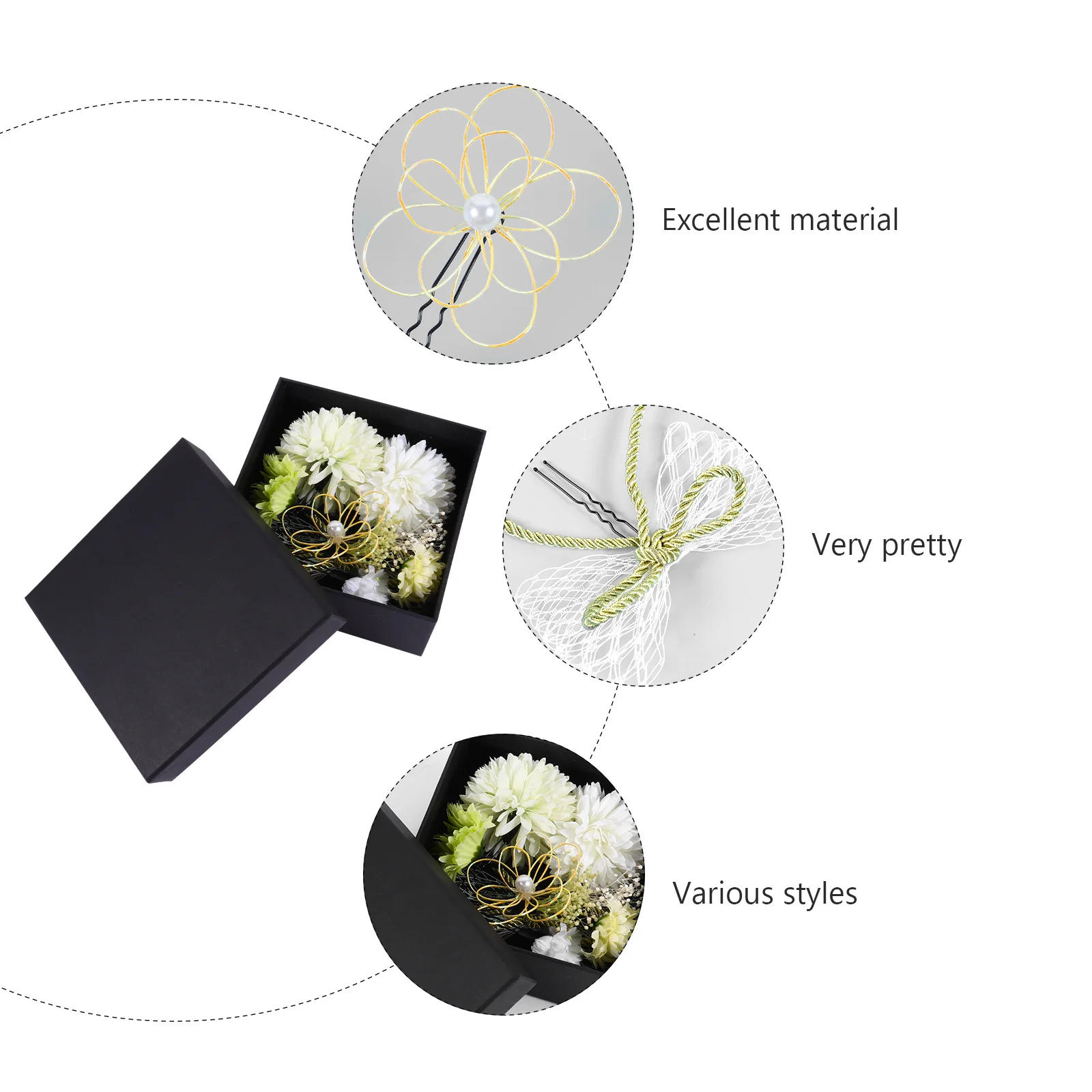 

Kimono Flower Ornament Set Decorative Headwear For Japanese Style Headdress Preserved Flower Hair Decor Female Hair