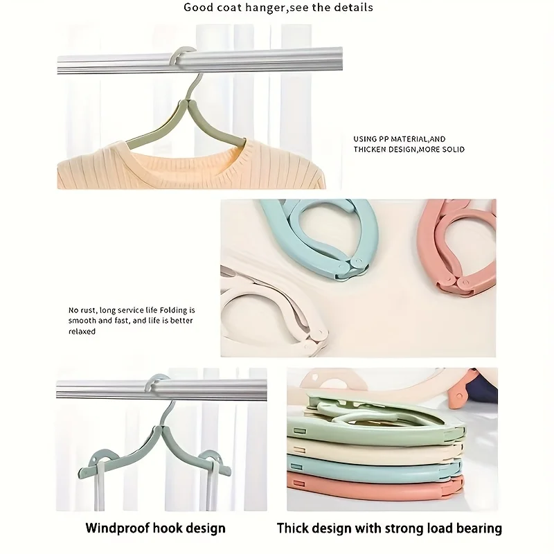 Percha de ropa de viaje plegable portátil: ahorro de espacio, plástico duradero, color aleatorio, ideal para accesorios de crucero