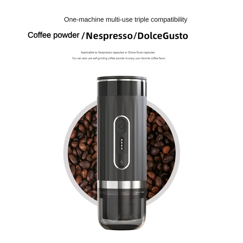 

Portable Coffee Maker Rechargeable Wireless Heating Espresso Machine Car Coffee Make Ground Coffee & Espresso Travel, Durable