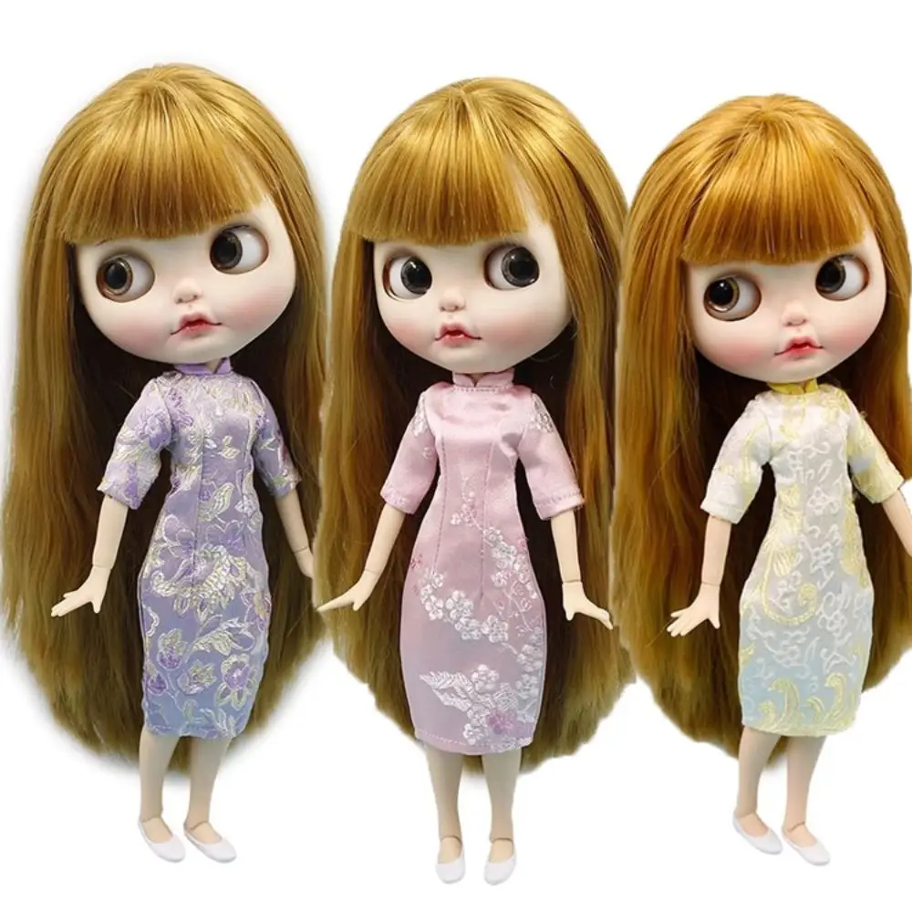 Handmade Chinese Dresses Clothes Cute Fashion Traditional Retro Printed Dress Doll Accessories for blythe OB24 ICY DBS Dolls