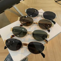 Phnom Penh Retro Oval Sunglasses, Women's High End UV Protection UV 400 Sun Protection Tea Sunglasses Small Face