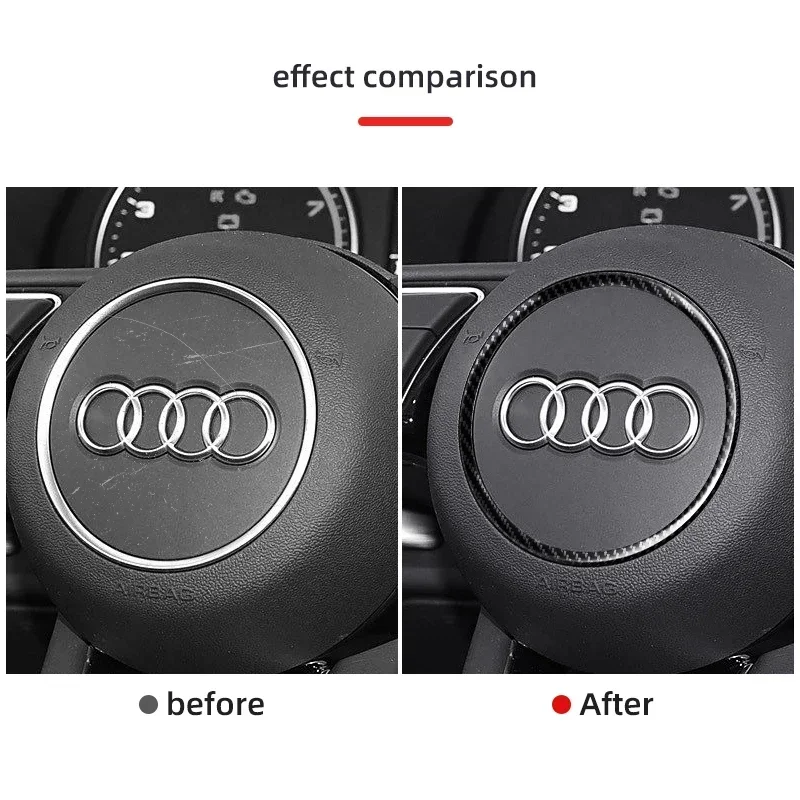Volante dell'auto Trim Copertura Adesivo In Fibra di Carbonio Per Audi A1 A3 A4 A5 A6 A7A8 Q3 Q5 Q7 SQ5 S1 S3 S4 S5 S6 S7 S8 RS3 RS5 RS6