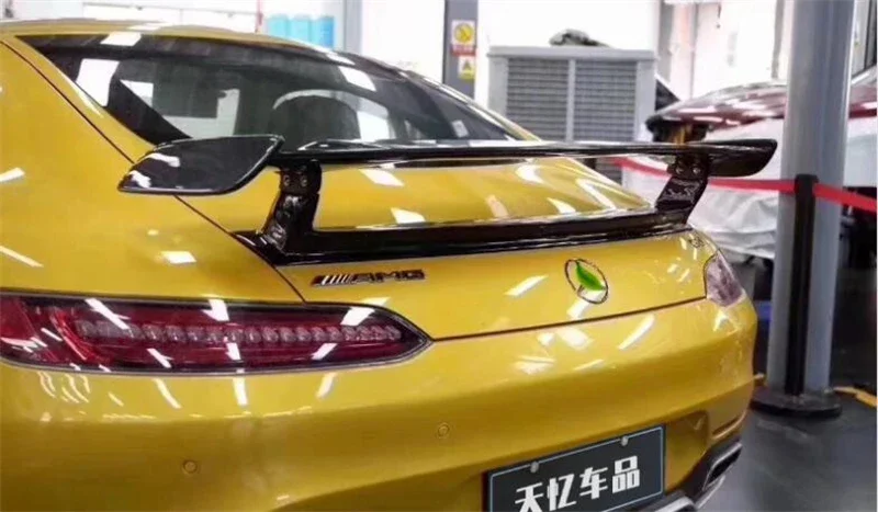 سبويلر من ألياف الكربون الحقيقية لسيارة Mercedes Benz AMG GT GTS GTC C190 2015-2023 جودة عالية الجناح الخلفي الجذع الشفاه تجديد GTC Spilers #4