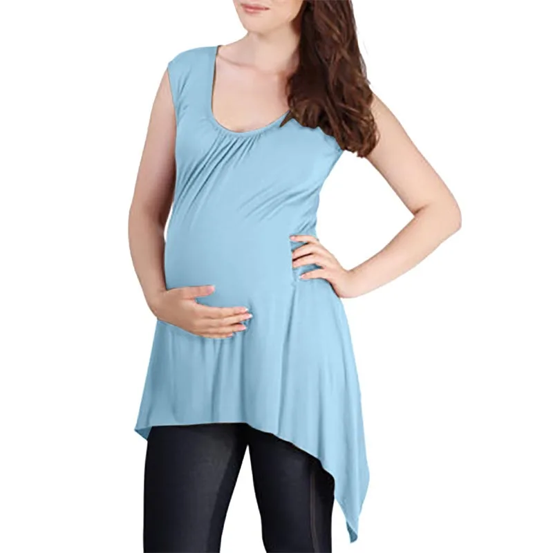 Maternity Casual Tops Women Pregnancy Sleeveless Irregular Blouse for Pregnant Elegant Ladies Top Fashion Women Clothings