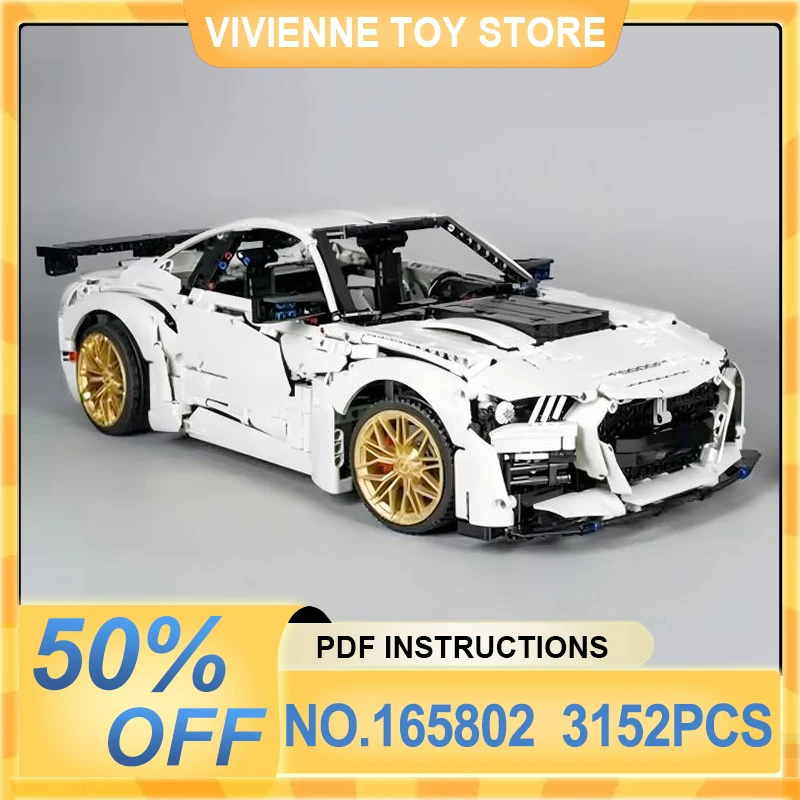 MOC 165802 Technical White Super Sprots Car Building Blocks GT500 Vehicle Bricks Education Assembly Children Toys Christmas Gift