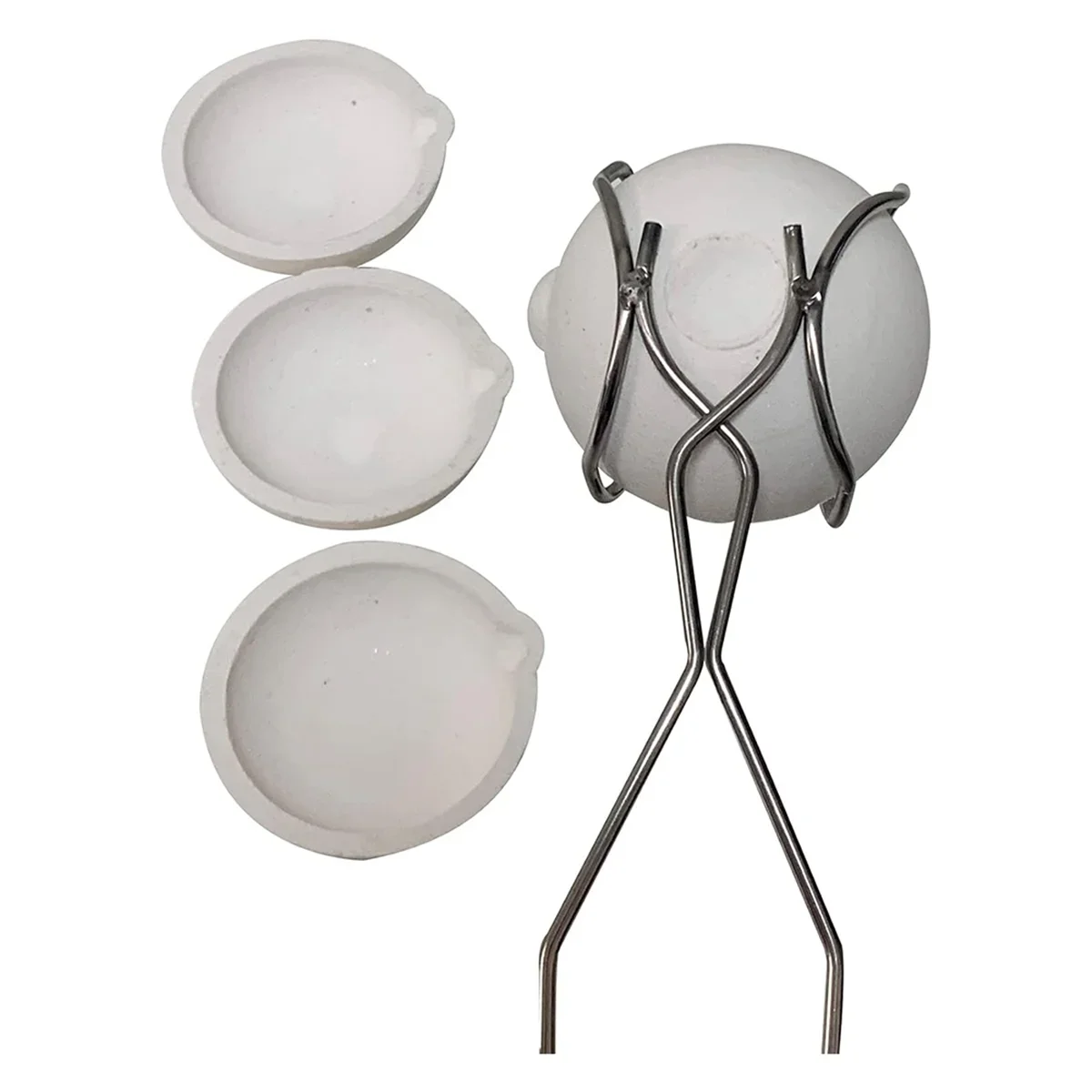 5 قطع صغيرة ذوبان السيراميك بوتقة وعاء طبق كوب مجموعة ذوبان الذهب والفضة والنحاس مع سوط ملقط مقبض 2A #4