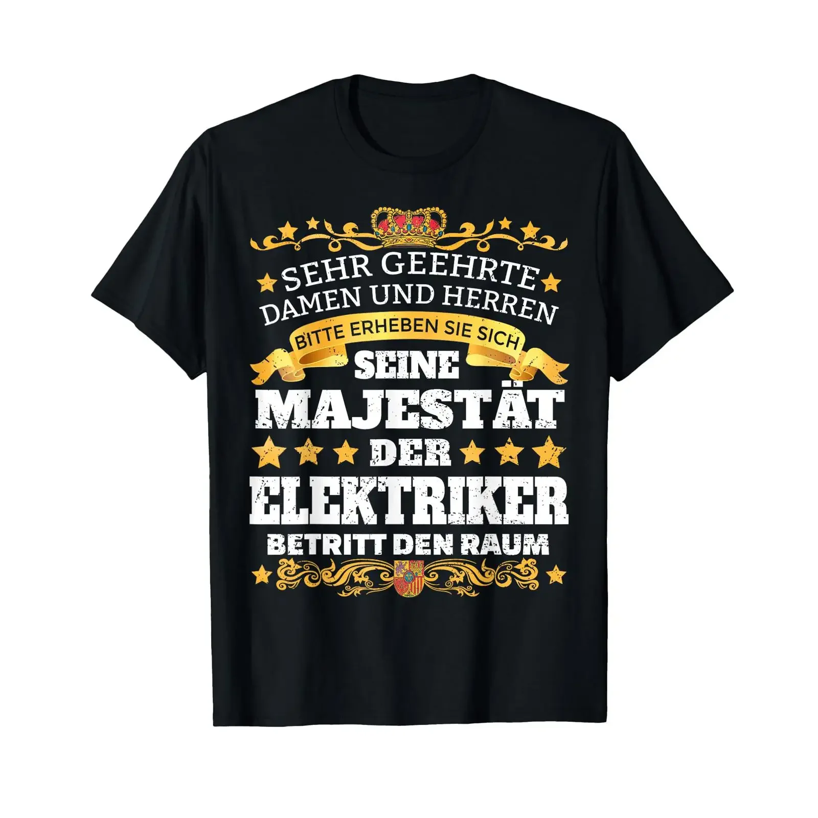 Men's Funny Seine Majestät The Electrician Electronics Slogan T Shirt vintage Washed streetwear designer clothes homme graphic