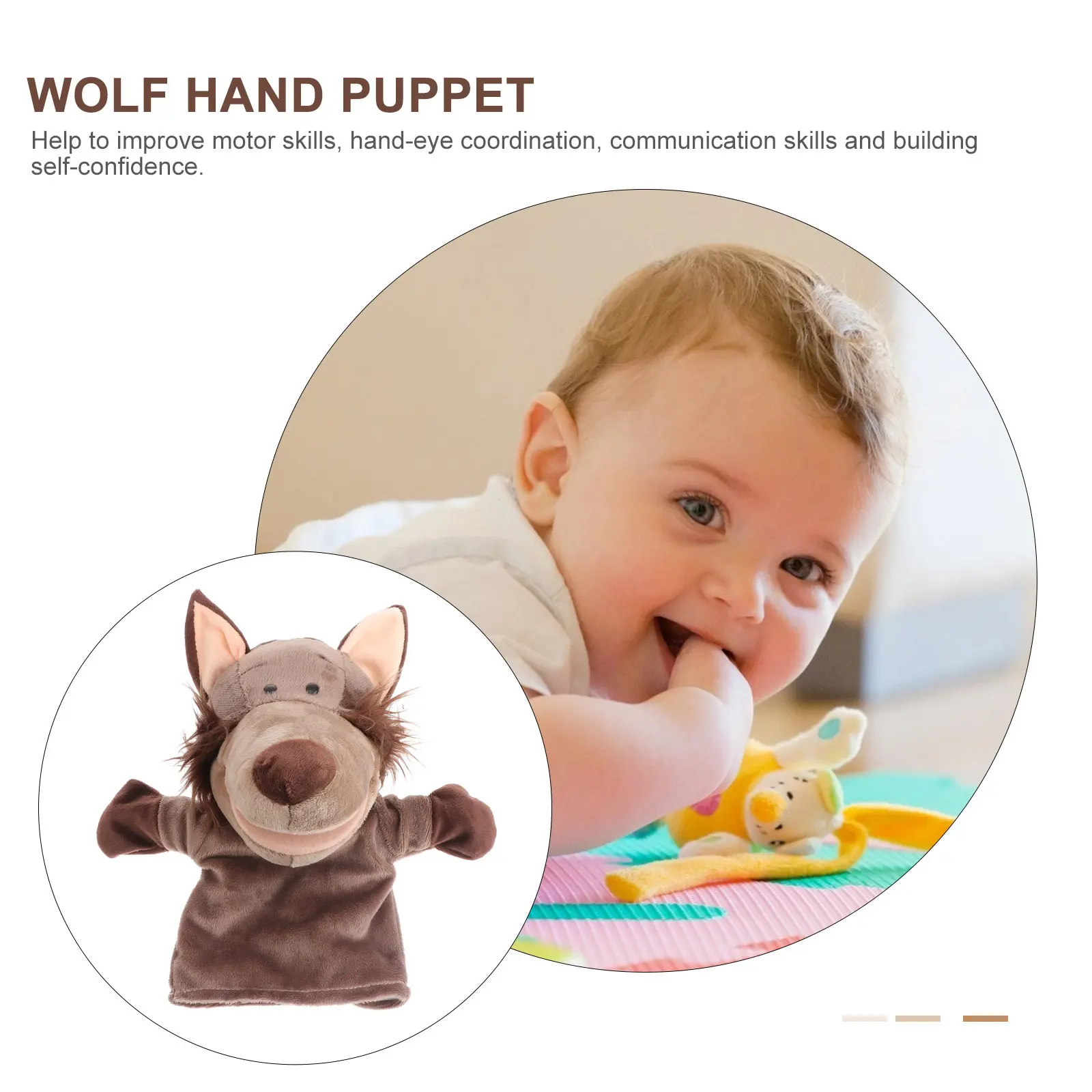 Wolf Shaped Hand Puppet for Children Imaginative Play Communication Skills Training Parent Child Bonding Story Talking Activity