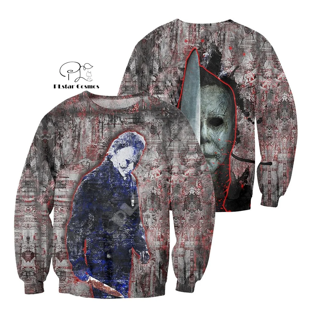 Cosplay Halloween Horror Terror Movie Michael Myers Vintage Retro Graffiti 3DPrint Pullover Streetwear Casual Jacket Hoodies N6