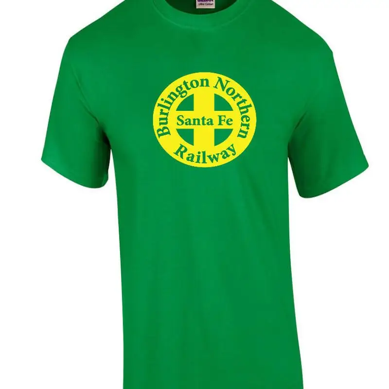 

Vintage BNSF T shirt RETRO Railroad TRAIN Yellow Irish Green S 5XL