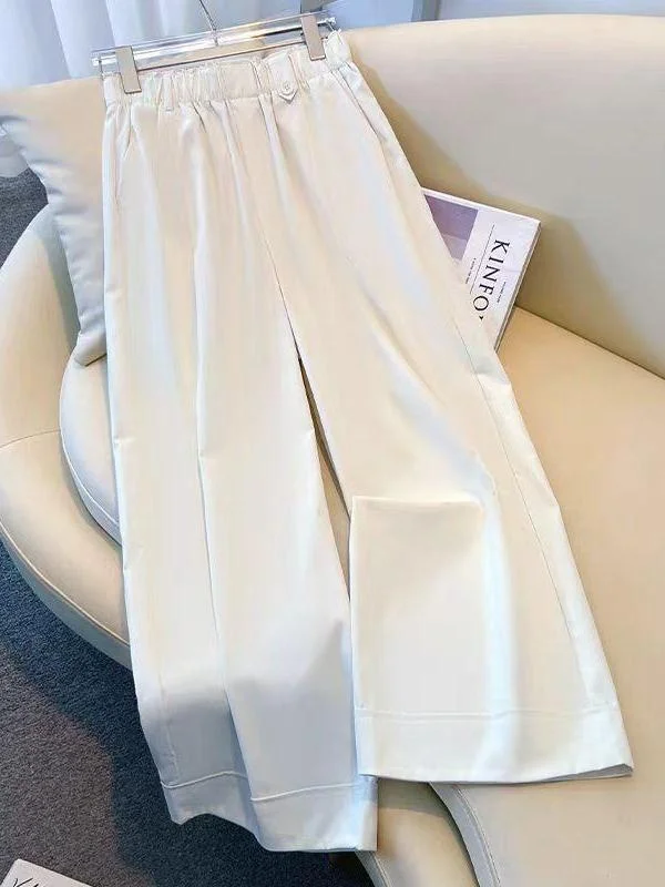 

plus Size High Waist Wide Leg Pants Women's Summer Drapey Versatile Suit Pants Conceal Hip Hide Meat Casual Loose Style