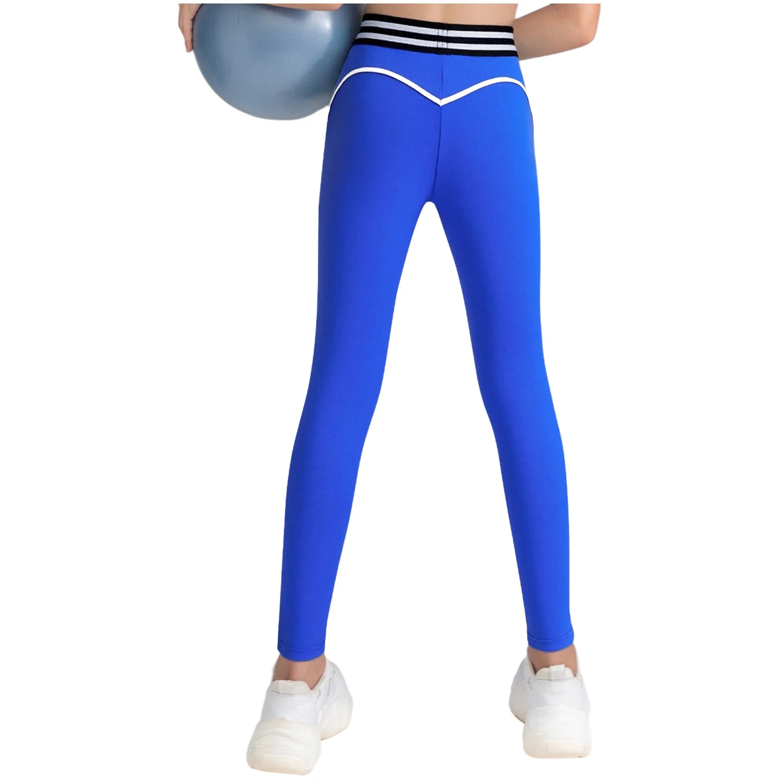 Leggings ajustados atléticos para niñas, pantalones de Yoga de entrenamiento transpirables, pantalones largos elásticos de cintura alta para gimnasia, Yoga, deportes de baile