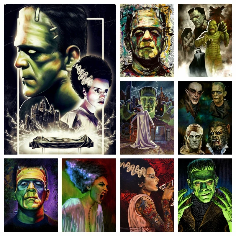 

Horror Movie Bride Of Frankenstein Diamond Painting Kits Monster Love Embroidery Cross Stitch Handwork Wall Art Room Decor