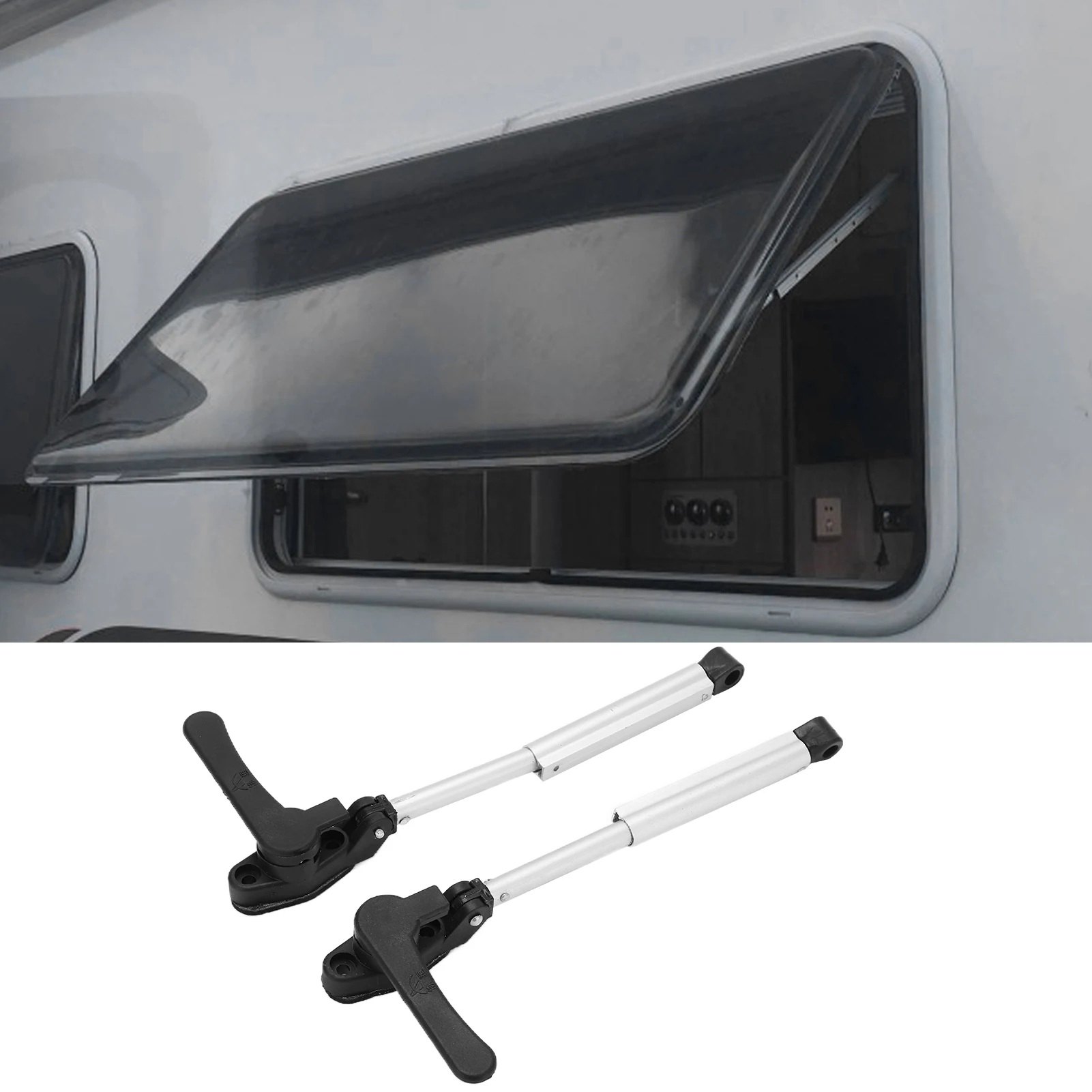 Drążek podporowy ze stopu aluminium RV do okien, 2 szt. 180mm-230mm pręt podtrzymujący okno RV teleskopowa odporność na utlenianie rozpórka podnosząca — zdjęcie 6