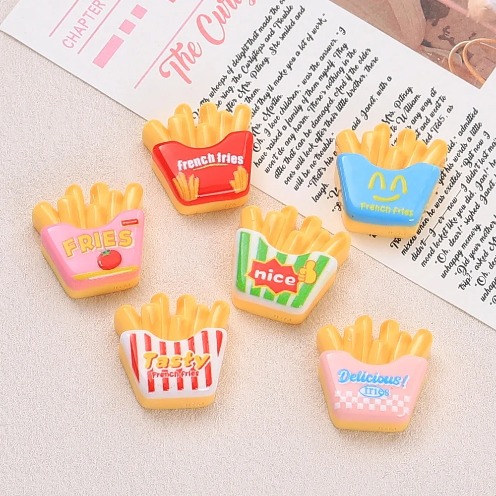 10pcs Kawaii French Fries Resin Flatback Cabochon Scrapbooking Craft Miniature Dollhouse  Accessory Diy