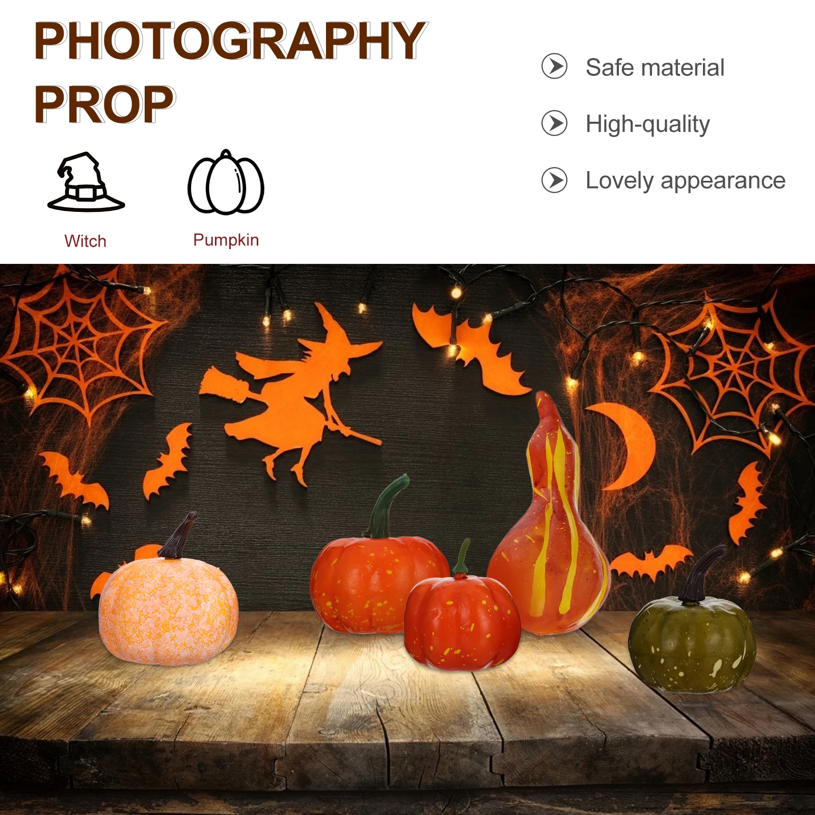 

128 Pcs Giant Fake Pumpkins Artificial Ornament Halloween Decoration Foam Decorations Indoor
