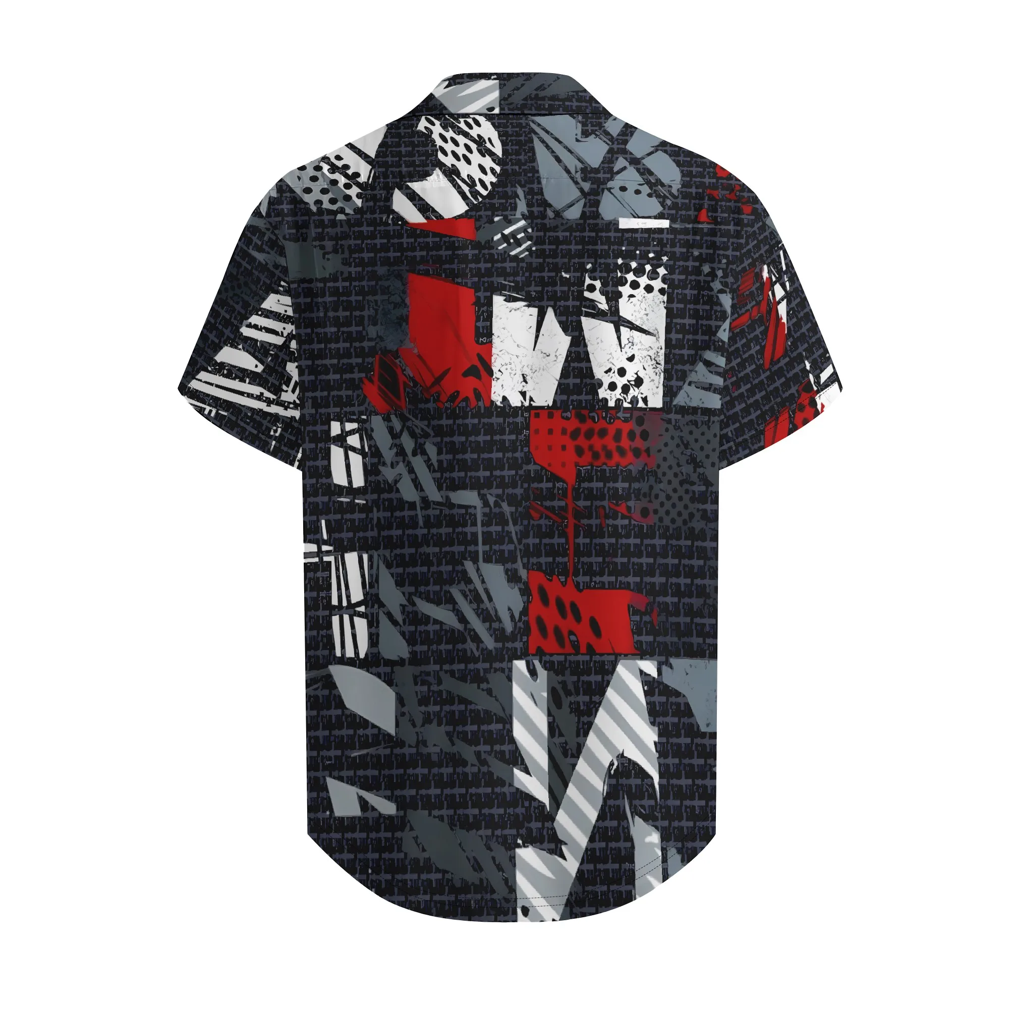 YEAE Kemeja Cetak Kotak Abstrak untuk Pria Atasan Lengan Pendek Kasual Musim Panas