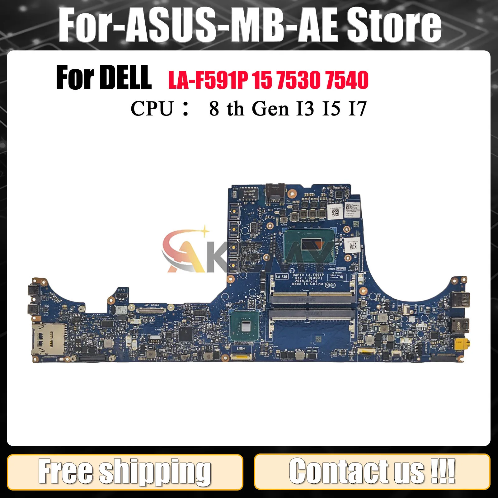 

8th процессор i5 i7 i9 для Dell Precision 7530 LA-F591P, материнская плата для ноутбука, материнская плата для ноутбука 02NRRM 0Y0MPW 0XM3HC протестирована нормально